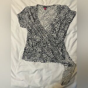 Vince camuto animal print wrap top